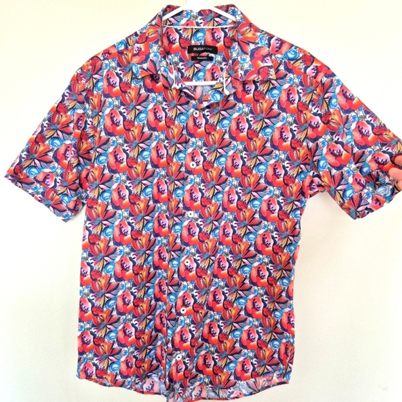 Bugatchi Men’s Shaped Fit Floral Cotton Button Down Shirt – Size Medium - Picture 1 of 5